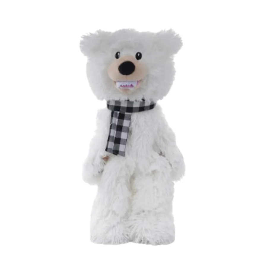 Tall Tails Holiday Polar Bear Plush Dog Toy – Squeaker, Crunch & Inner Rope Body, 20 Inch
