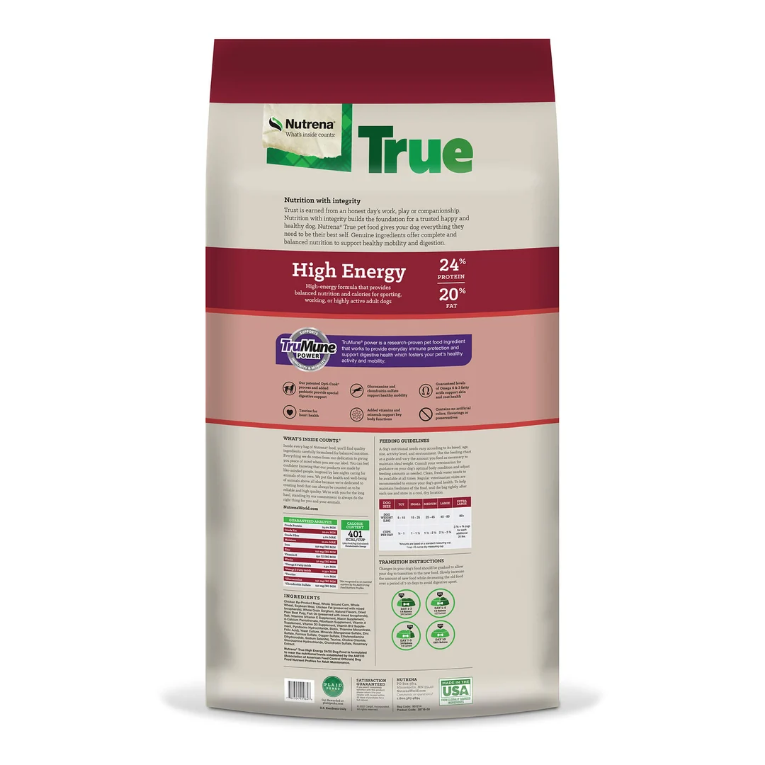 Nutrena True High Energy 24/20 Dry Dog Food – 50 lb