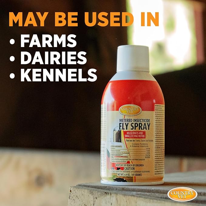 Metered Fly Spray 6.4 oz – Automatic Fly Control Refill for Barns, Stables, Kennels & Livestock Areas