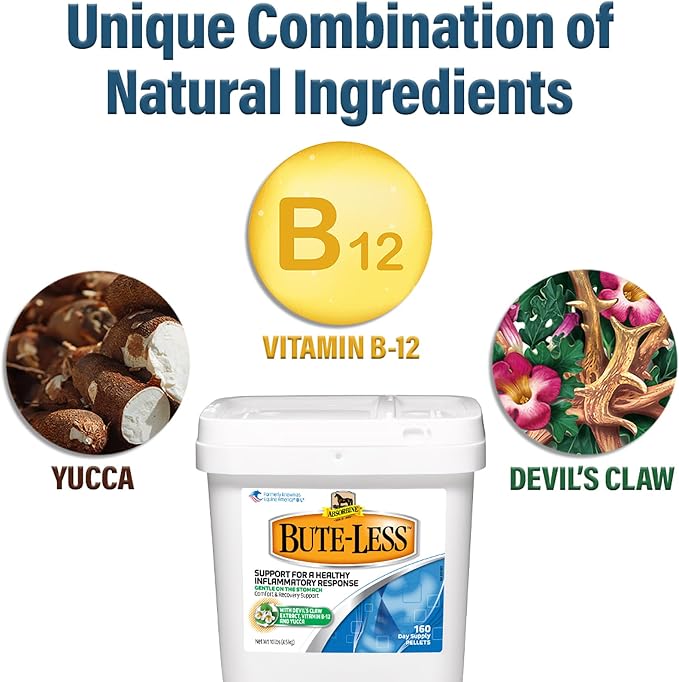 Absorbine Bute-Less Comfort & Recovery Supplement Pellets, Healthy Inflammatory Response, 10 lb / 160 Day Supply
