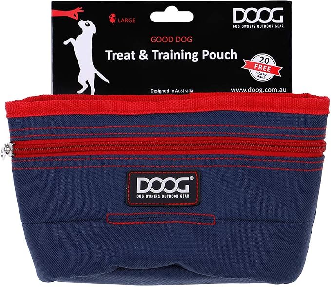 DOOG Treat & Training Pouch with Hinge Closure - Navy/Red - Large