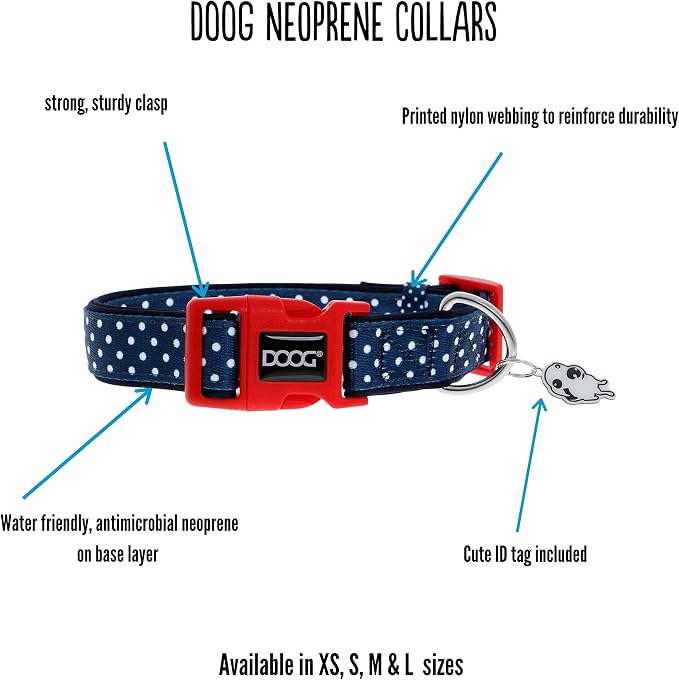 DOOG Scooby Neoprene Dog Collar – Red/Rainbow Quick-Dry Adjustable Collar for Extra Small Dogs, XS