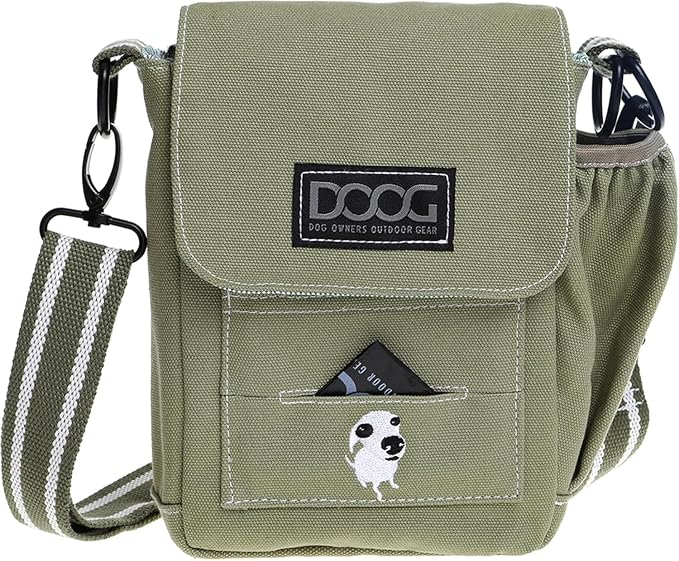 DOOG Walkie Shoulder Bag, Green, Crossbody Dog Walking Bag with Phone Pocket & Waste Bag Holder