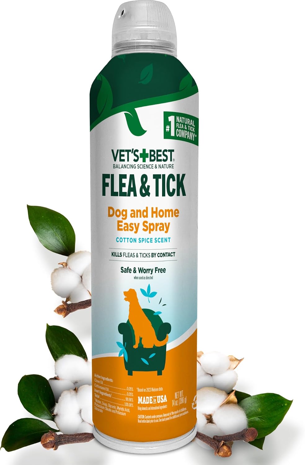 Vet's Best Waterless Flea & Tick Bath for Cats, Plant-Based, 5 oz