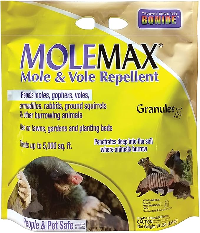 Bonide MoleMax Mole & Vole Repellent Granules 10 lb – Ready-to-Use Lawn & Garden Animal Repellent