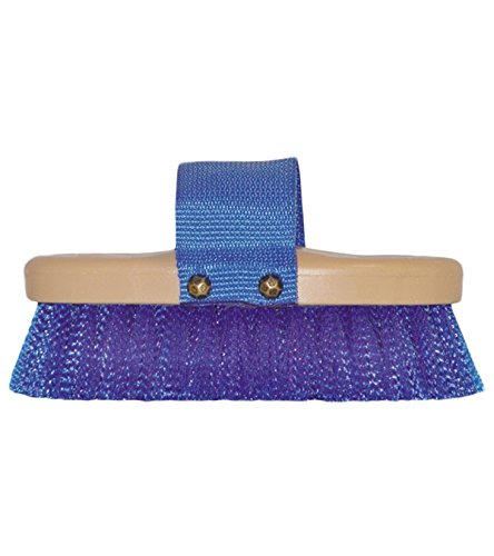 Decker #94 Long Horn Stiff Blue Oval Horse Grooming Brush – Synthetic Bristles with Hand Strap