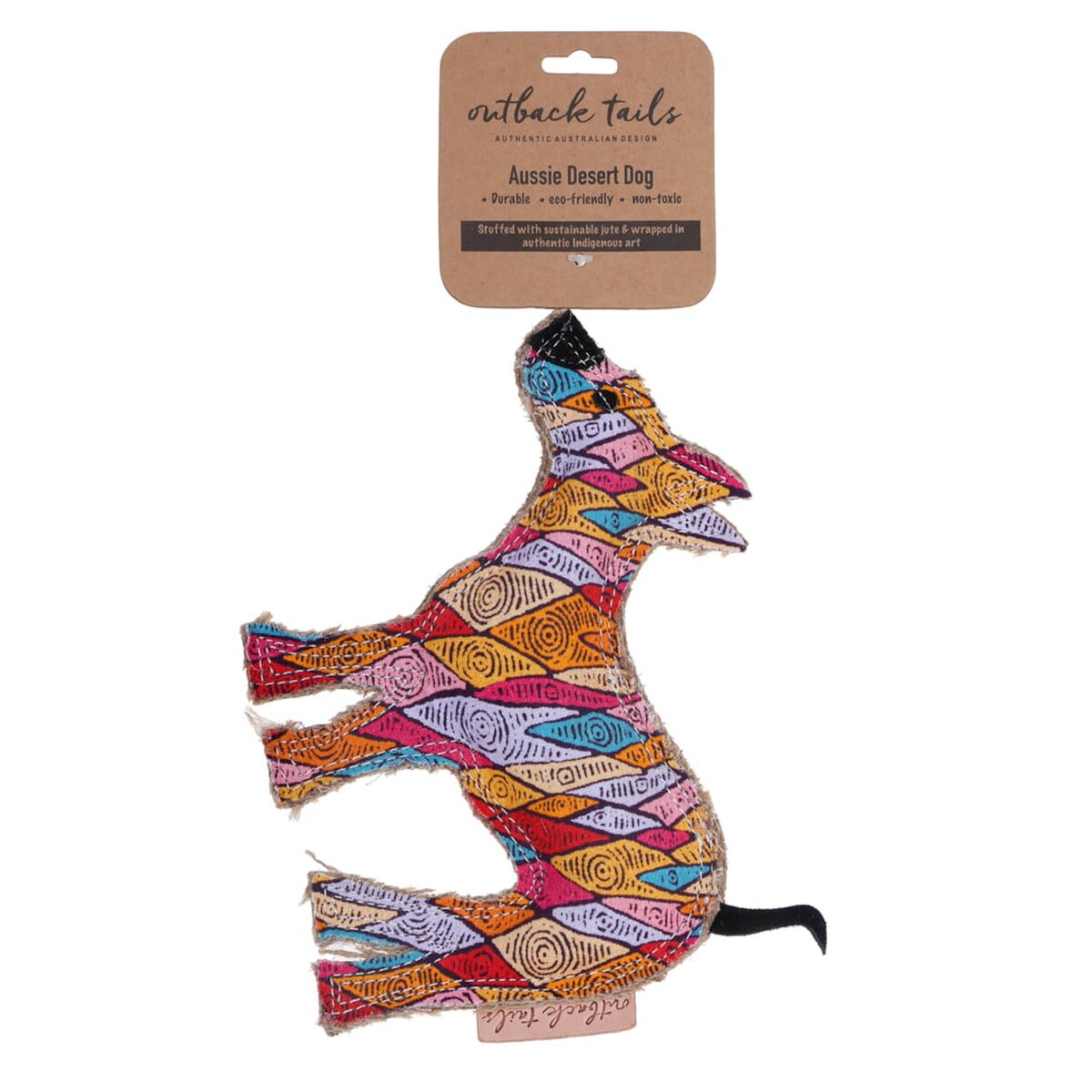 Outback Tails Ben Sand Dunes Desert Dog Toy – Natural Jute & Cotton Canvas Squeaky Chew Toy