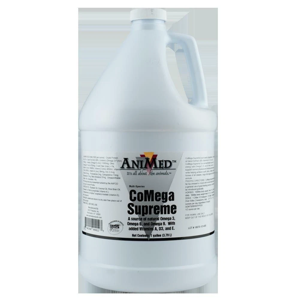 AniMed CoMega Supreme, 1 Gallon, Balanced Essential Fatty Acid Coat Supplement for Horses