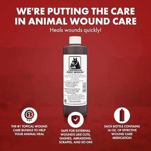 Underwood Horse Medicine Topical Wound Spray – Animal Wound Care for Horses & Livestock, 16 oz