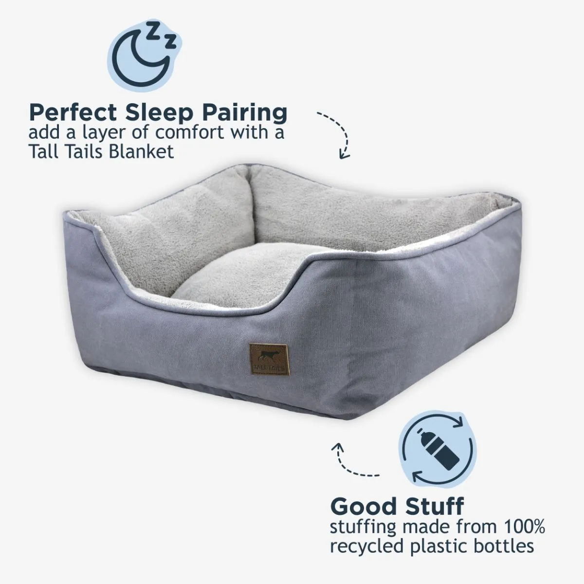 Tall Tails Dream Chaser Charcoal Bolster Dog Bed