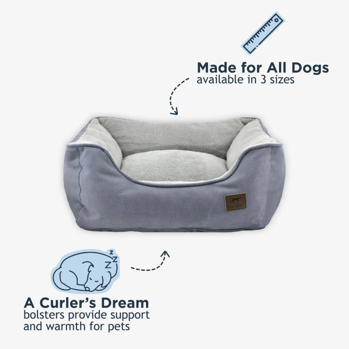 Tall Tails Dream Chaser Charcoal Bolster Dog Bed