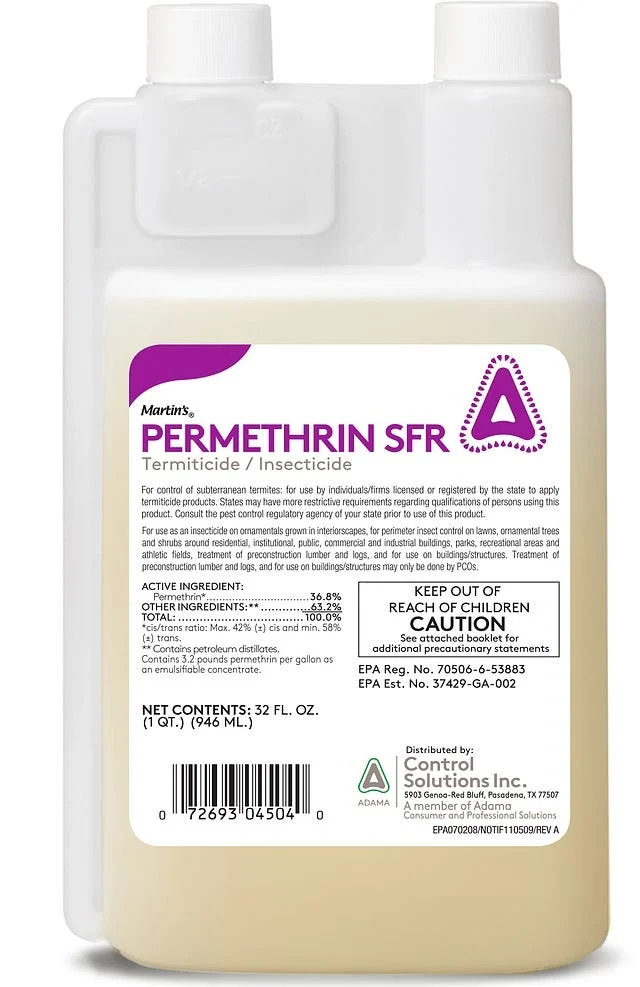 Control Solutions Permethrin SFR 36.8% Insecticide Concentrate – Termite, Lawn & Perimeter Pest Control, 32 oz