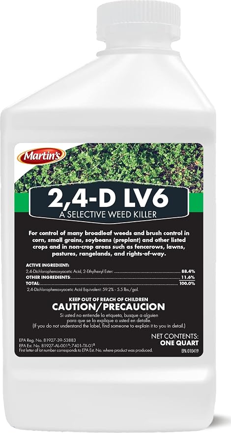 Martin's 2,4-D Ester LV6 Herbicide 32 oz – Broadleaf Weed Control for Pastures, Turf & Agricultural Areas