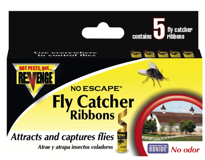 Bonide Revenge Fly Catcher Ribbons – Odorless, Poison-Free Sticky Fly Traps, 5-Pack (Bonide)