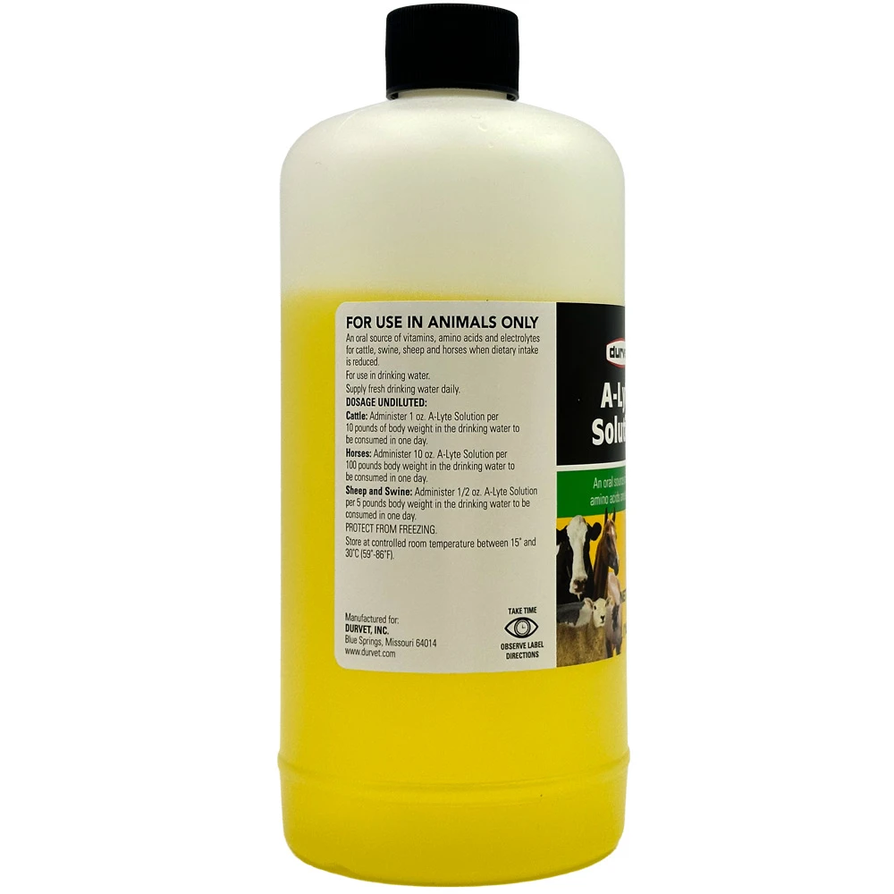 Durvet A-Lyte Electrolyte & Amino Acid Solution for Cattle, Horses, Sheep & Swine – 500 mL