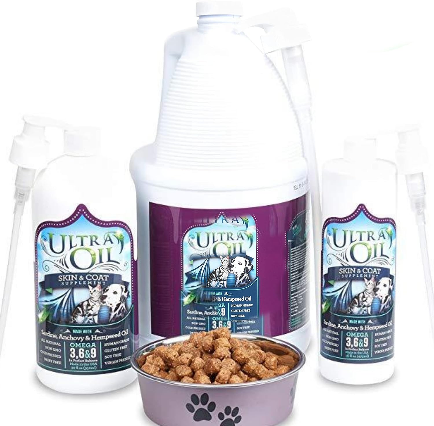 Ultra Oil Skin & Coat Supplement for Dogs & Cats – Omega 3, 6 & 9 Hempseed, Flaxseed & Fish Oil
