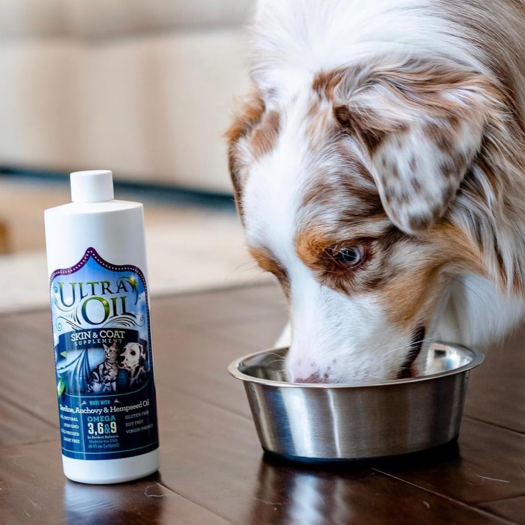 Ultra Oil Skin & Coat Supplement for Dogs & Cats – Omega 3, 6 & 9 Hempseed, Flaxseed & Fish Oil