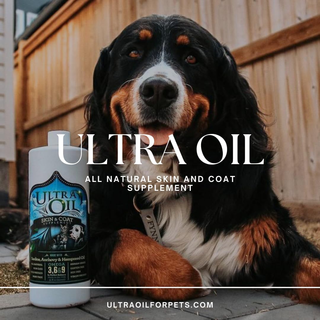 Ultra Oil Skin & Coat Supplement for Dogs & Cats – Omega 3, 6 & 9 Hempseed, Flaxseed & Fish Oil