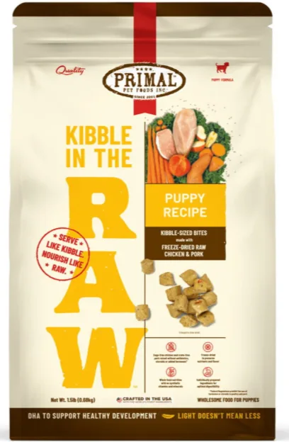 Primal Kibble in the Raw Freeze-Dried Puppy Dog Food, Chicken & Pork Formula, 1.5 lb