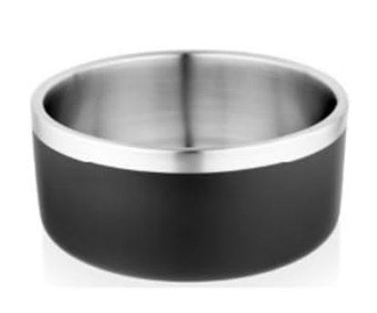 QT Dog Small Double Wall Stainless Steel Bowl, Black — image 1