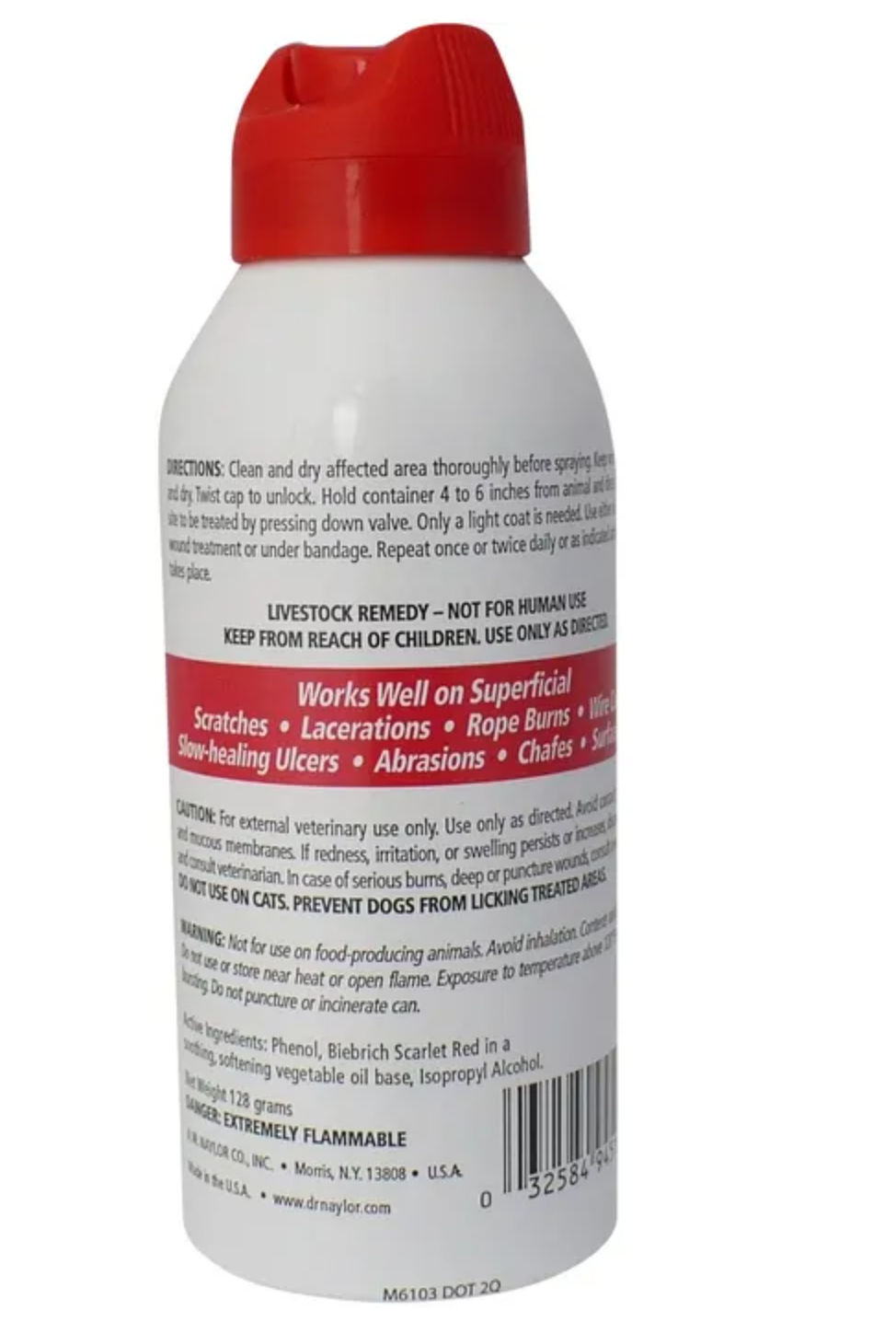 Dr. Naylor Red-Kote Antiseptic Wound Spray for Horses, Dogs & Livestock – 5 oz Aerosol