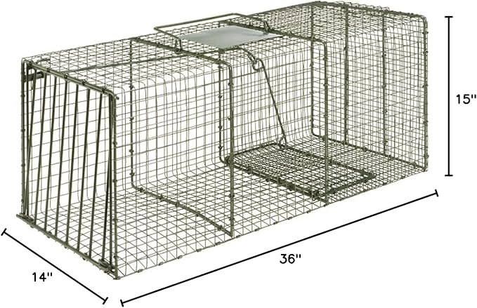 Duke Traps 1114 Heavy Duty X-Large Live Animal Cage Trap 36" x 15" x 14" – Raccoon, Fox & Cat Trap