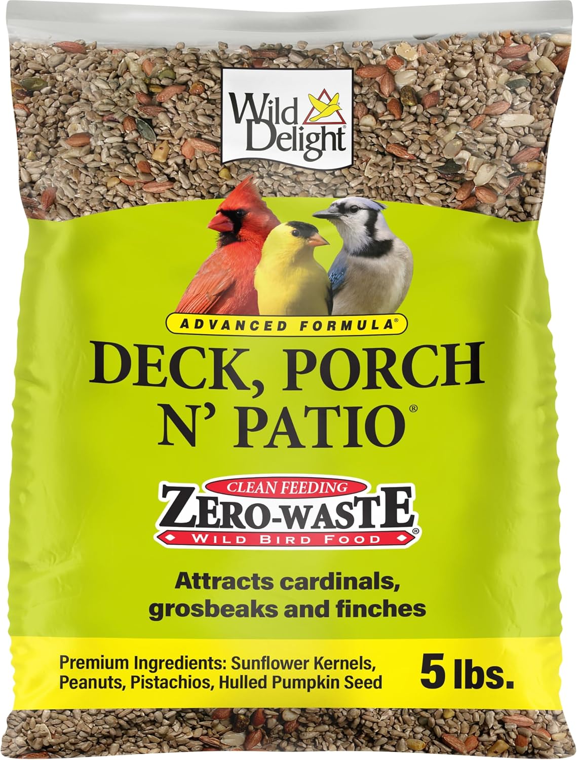 Wild Delight Deck, Porch N’ Patio Premium Zero-Waste Wild Bird Food – 5 lb Bag