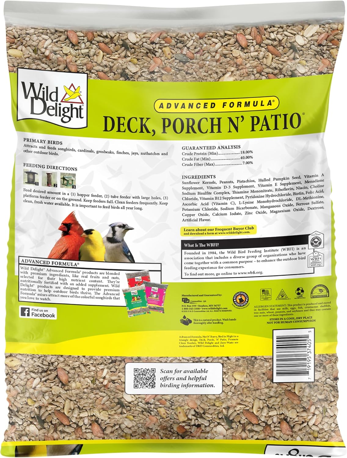Wild Delight Deck, Porch N’ Patio Premium Zero-Waste Wild Bird Food – 5 lb Bag