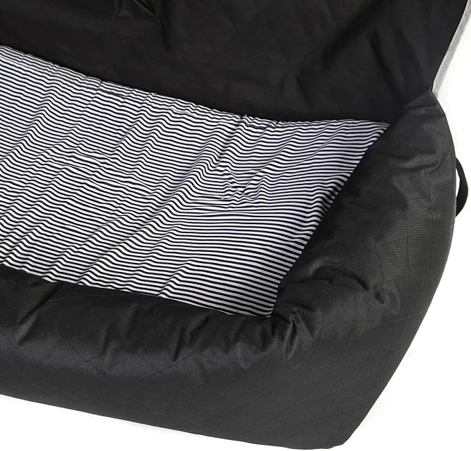 DOOG Dog Car Seat Large, Black, Padded Travel Bed for Medium & Large Dogs, Back Seat & SUV