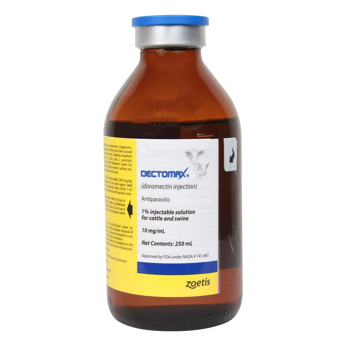 Zoetis Dectomax 1% Injectable Doramectin Dewormer for Cattle & Swine – 250 mL