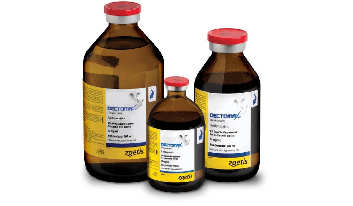 Zoetis Dectomax 1% Injectable Doramectin Dewormer for Cattle & Swine – 250 mL