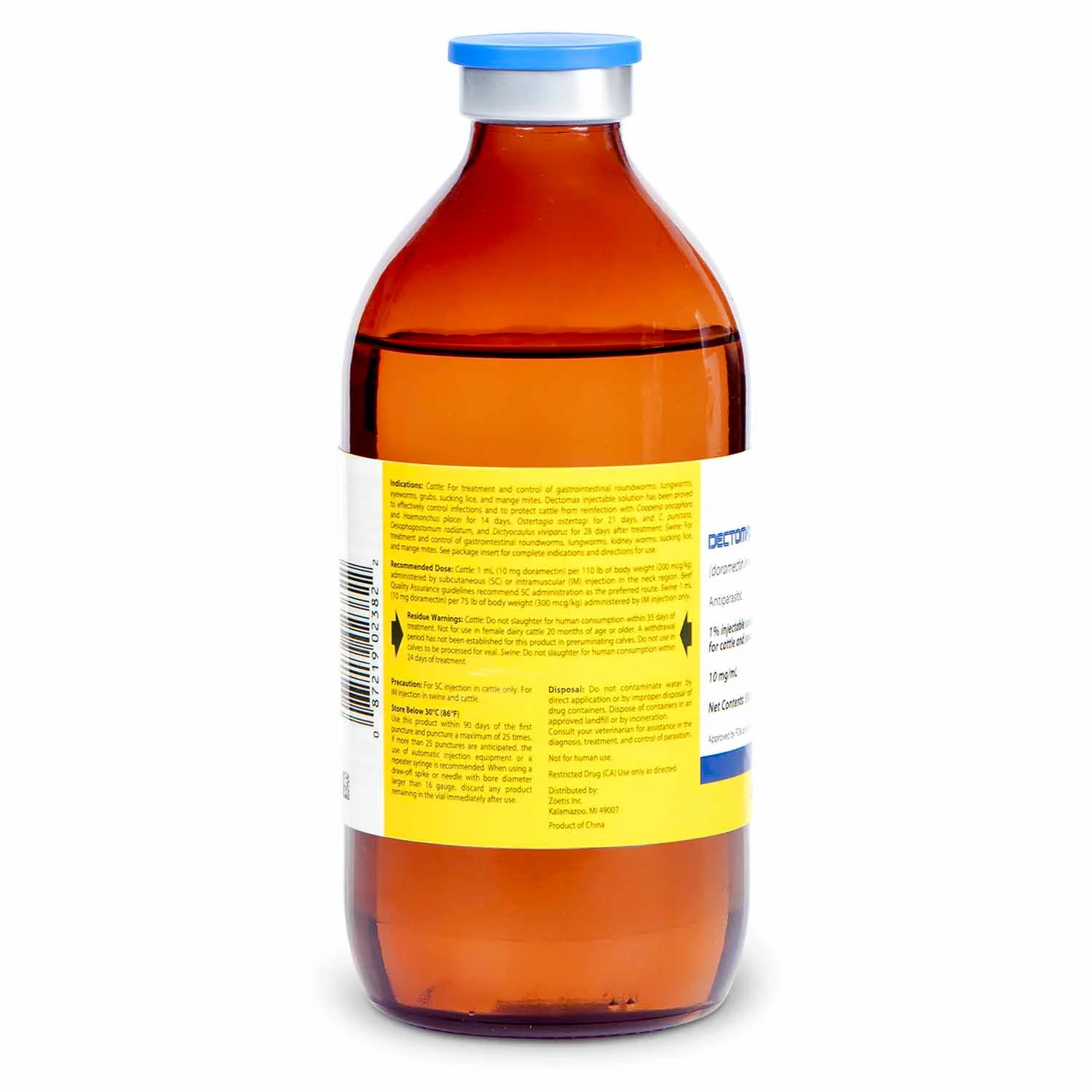 Zoetis Dectomax 1% Injectable Doramectin Dewormer for Cattle & Swine – 250 mL