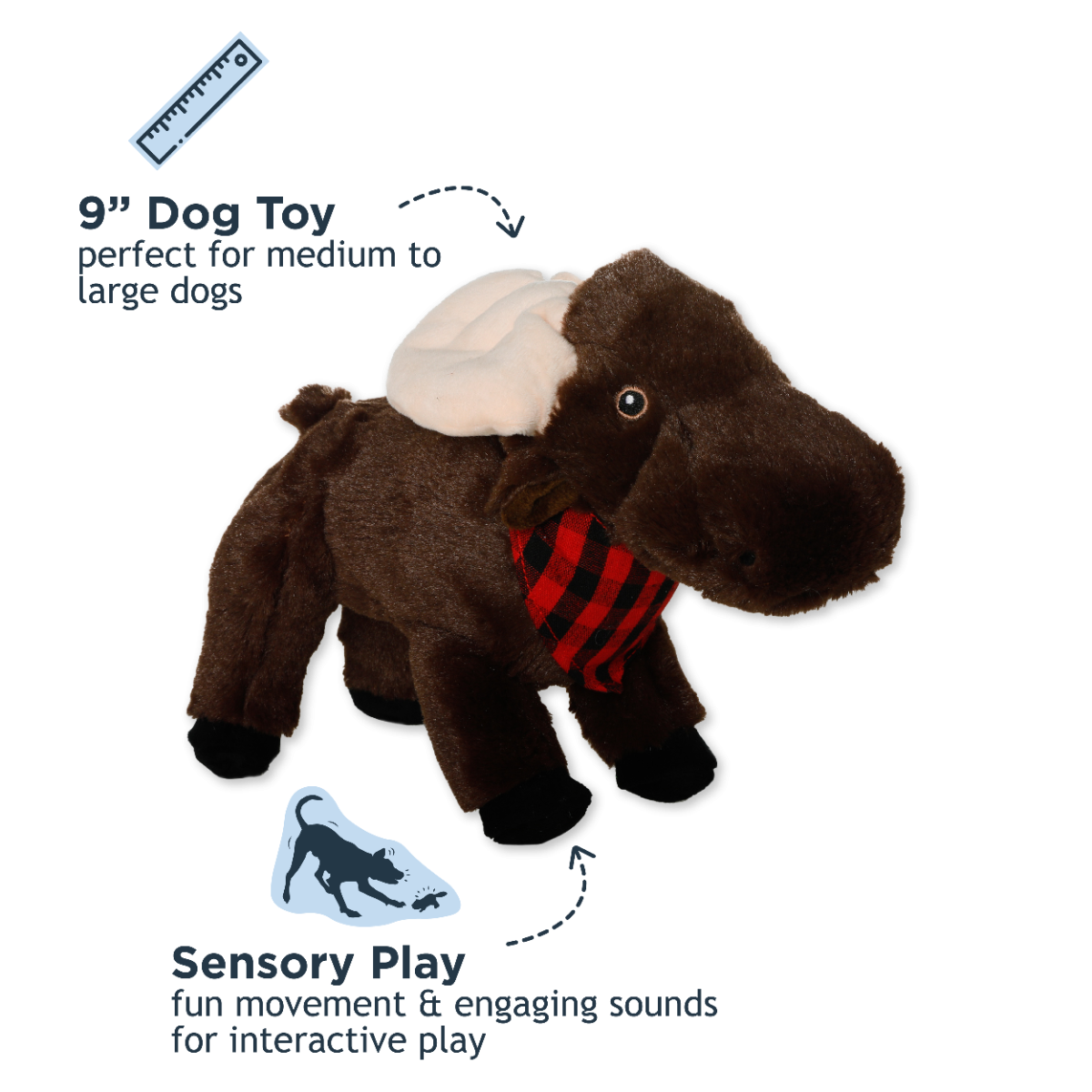 Tall Tails Animated Moose Plush Dog Toy – 11 Inch, Large