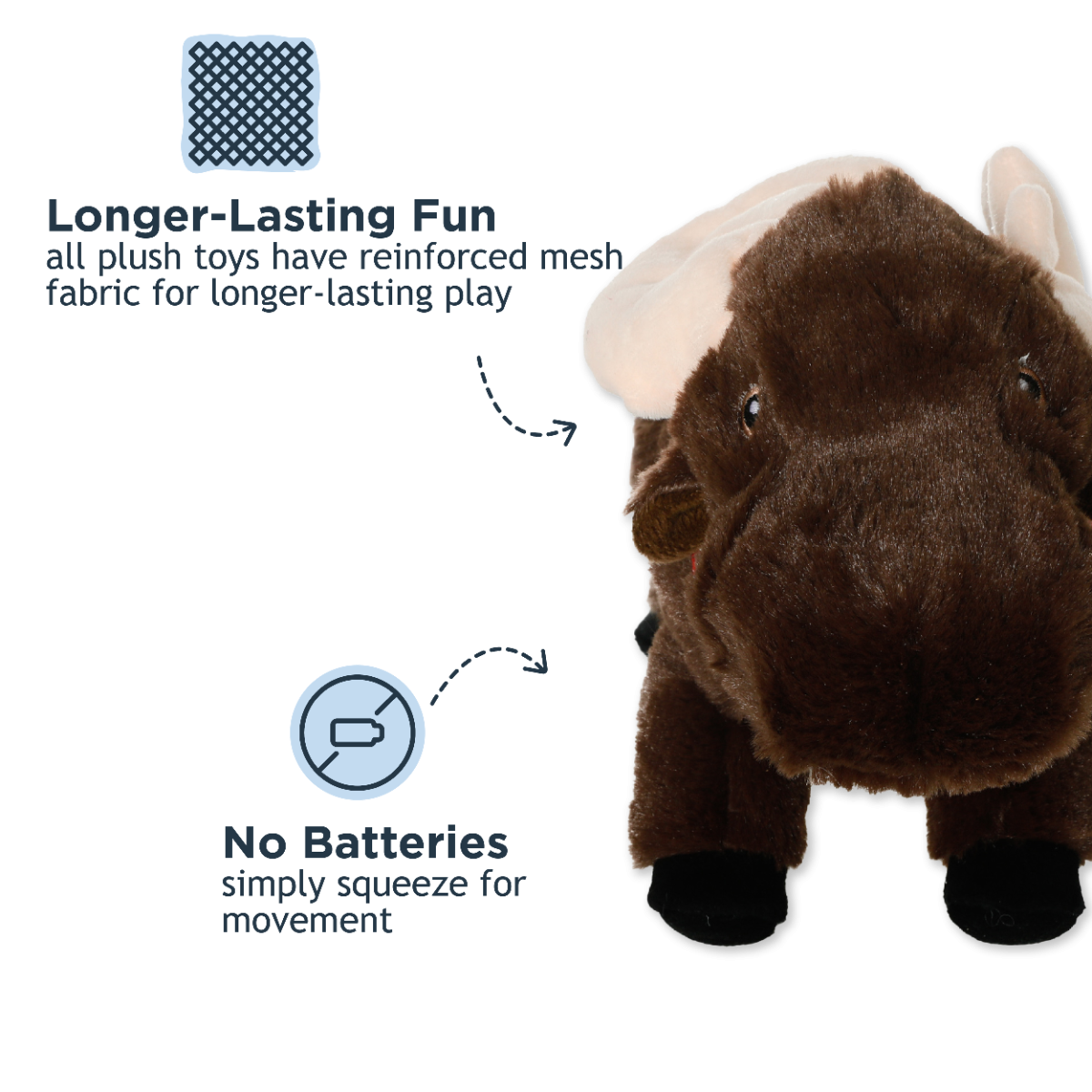 Tall Tails Animated Moose Plush Dog Toy – 11 Inch, Large