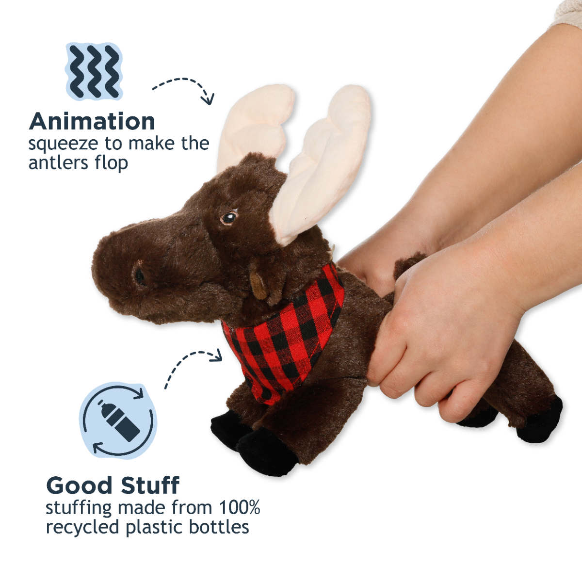 Tall Tails Animated Moose Plush Dog Toy – 11 Inch, Large
