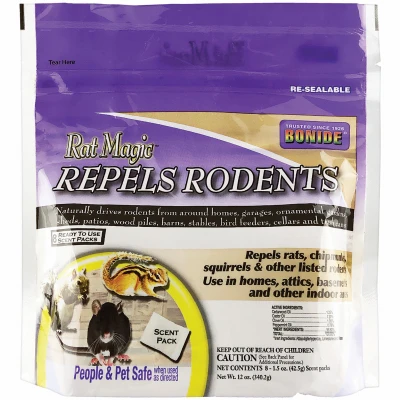 Bonide Rat Magic Scent Packs – Natural Rat, Squirrel & Chipmunk Rodent Repellent, 8-Pack