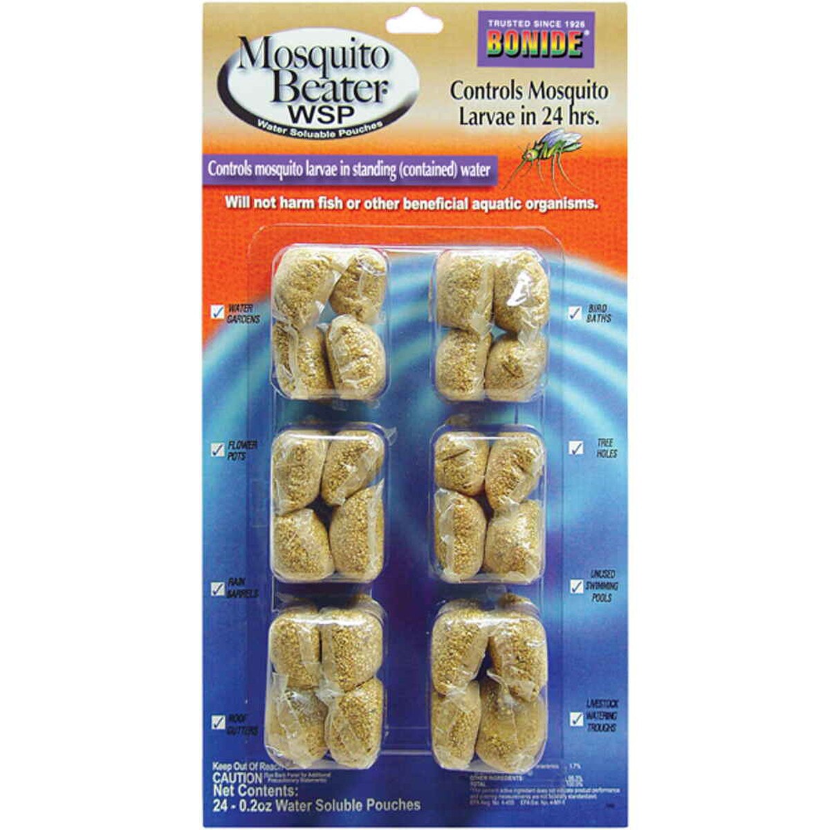 Bonide Mosquito Beater WSP 24 x 0.2 oz – Water Soluble Mosquito Larvicide Pouches