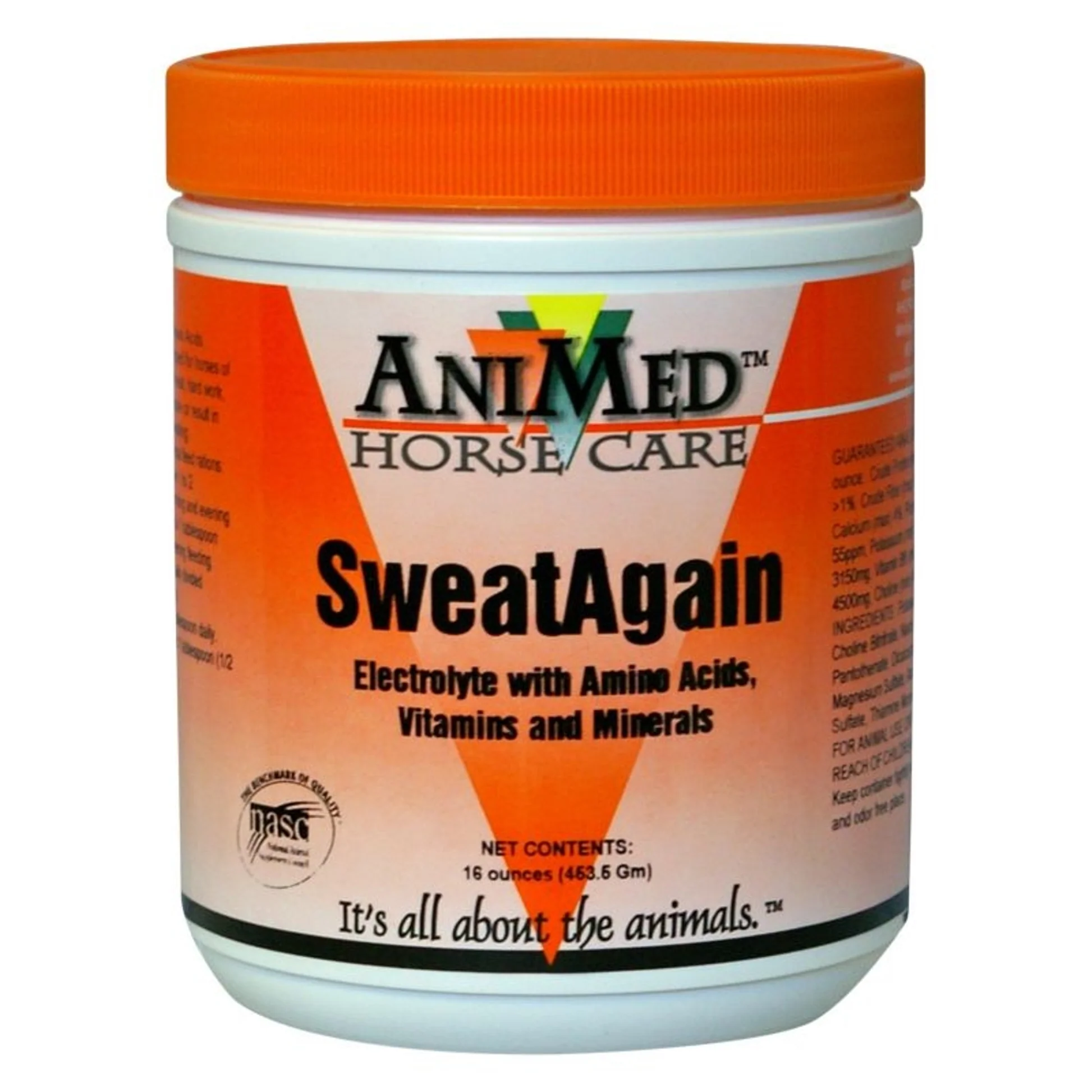 AniMed SweatAgain Horse Electrolyte Supplement 16 oz – Amino Acids, Vitamins & Minerals for Normal Sweating Support
