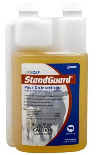 Prozap StandGuard Pour-On Insecticide 16 oz – Gamma-Cyhalothrin Horn Fly & Lice Control for Beef Cattle