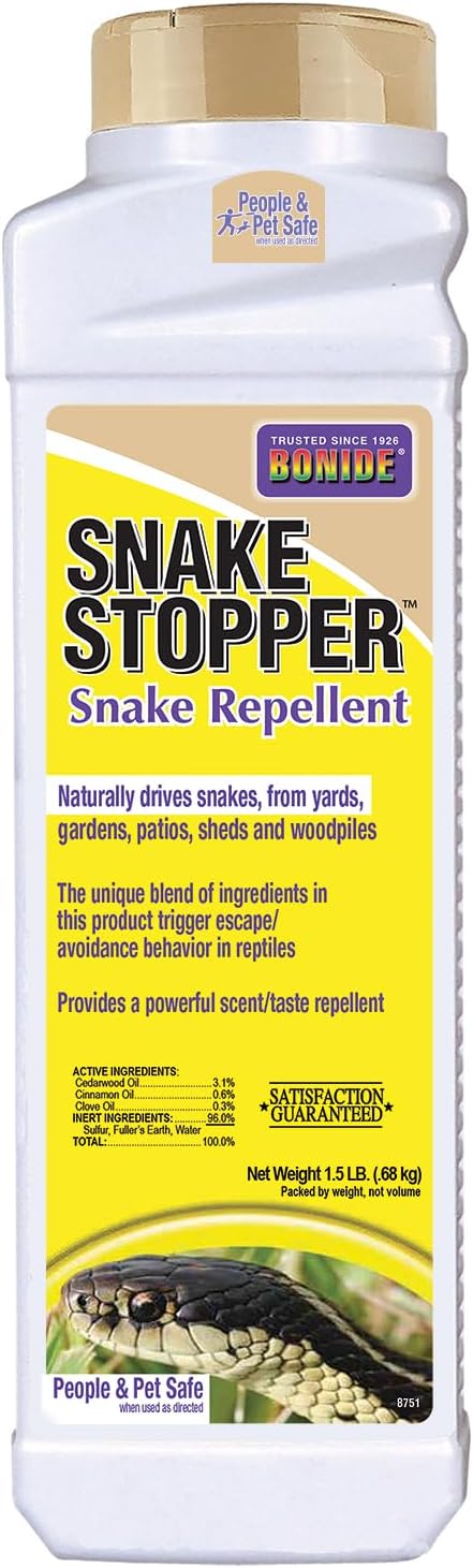 Bonide Snake Stopper Snake Repellent Granules 1.5 lb – Ready-to-Use Outdoor Snake, Lizard & Iguana Deterrent