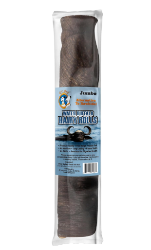 QT Dog Jumbo Water Buffalo Cheek Roll with Hair — image 2