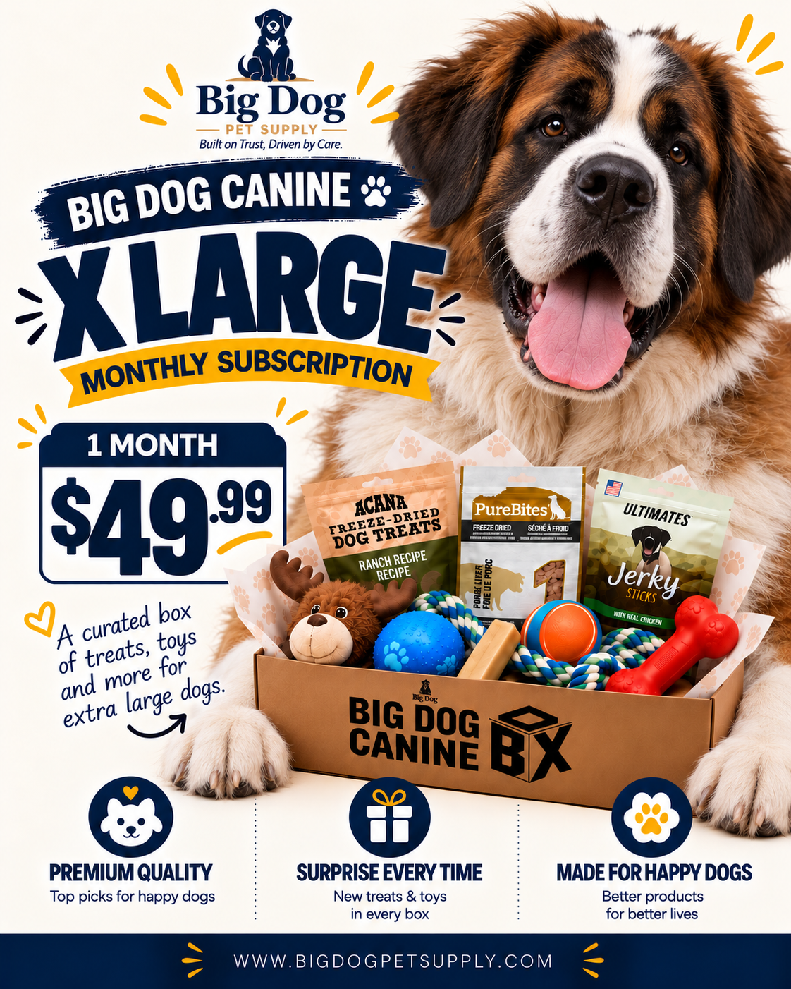 Big Dog Canine Box for X-Large Dogs – New Surprise of Premium Treats & Toys Every Time You Order — image 1