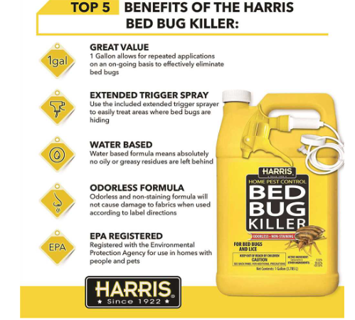 Harris HBB-128 Bed Bug Killer Spray 128 oz – 1 Gallon Ready-to-Use Odorless & Non-Staining Indoor Treatment