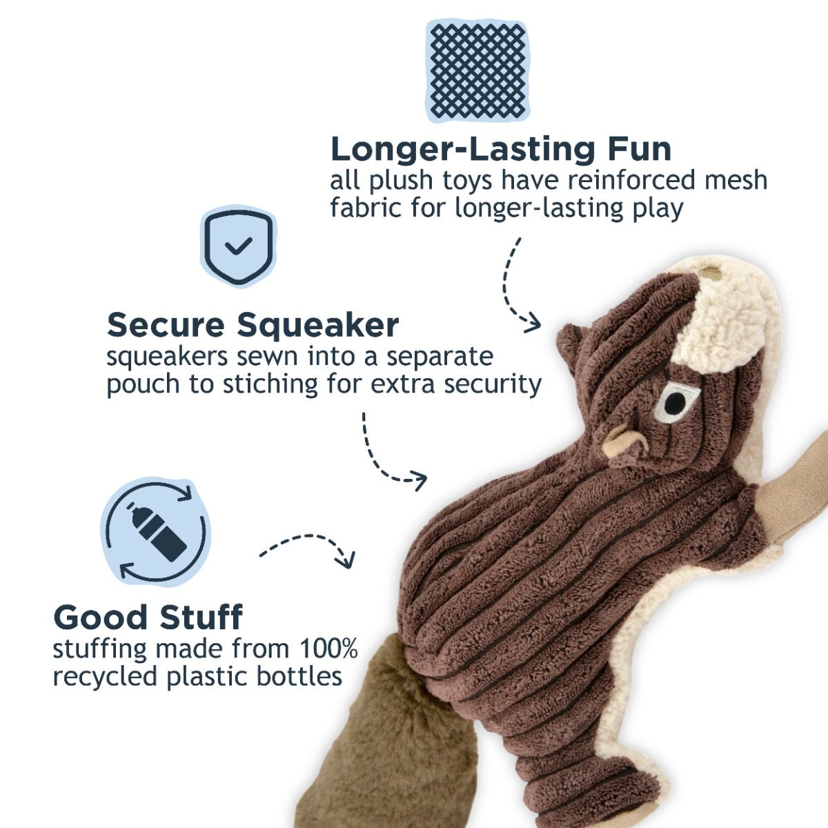 Tall Tails Plush Squirrel Squeaker Dog Toy – 12 Inch