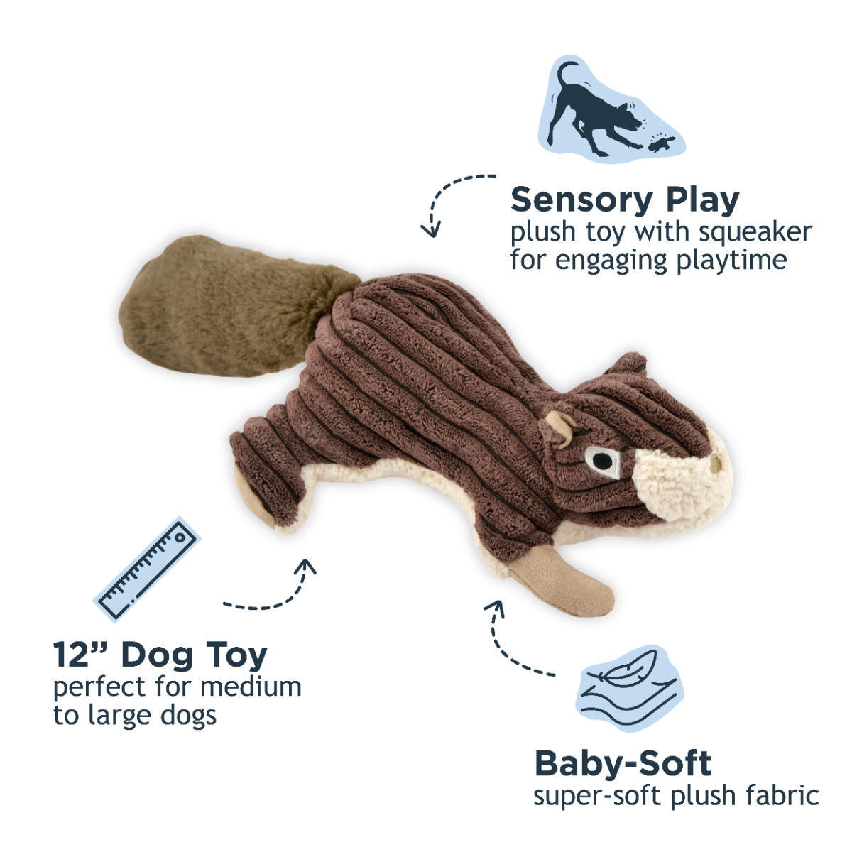 Tall Tails Plush Squirrel Squeaker Dog Toy – 12 Inch