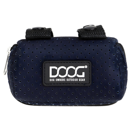 DOOG Walkie Pouch Neosport, Navy, Neoprene Dog Waste Bag Dispenser, Leash-Mounted Poop Bag Holder