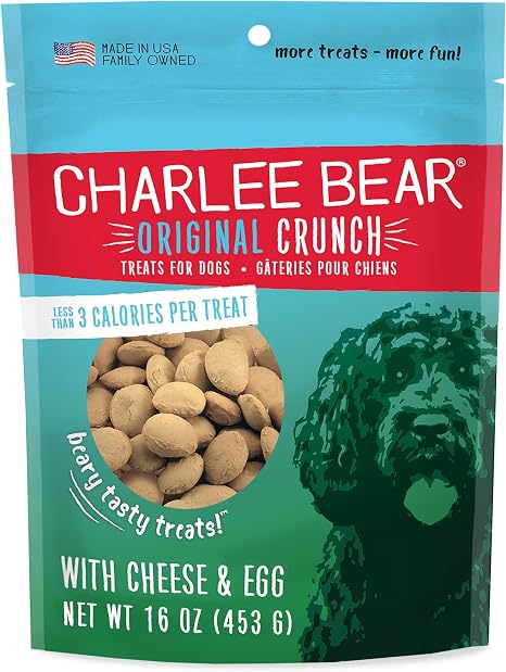 Charlee Bear Original Cheese & Egg Dog Treats – Crunchy Low-Calorie Training Treats for Dogs