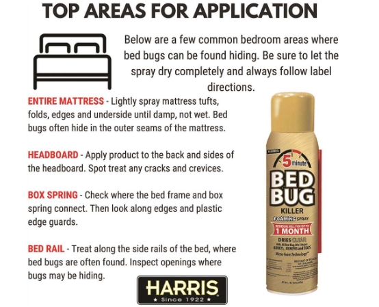 Harris GOLDBB-16A 5 Minute Bed Bug Killer Foaming Aerosol Spray – 16 oz, Odorless & Non-Staining