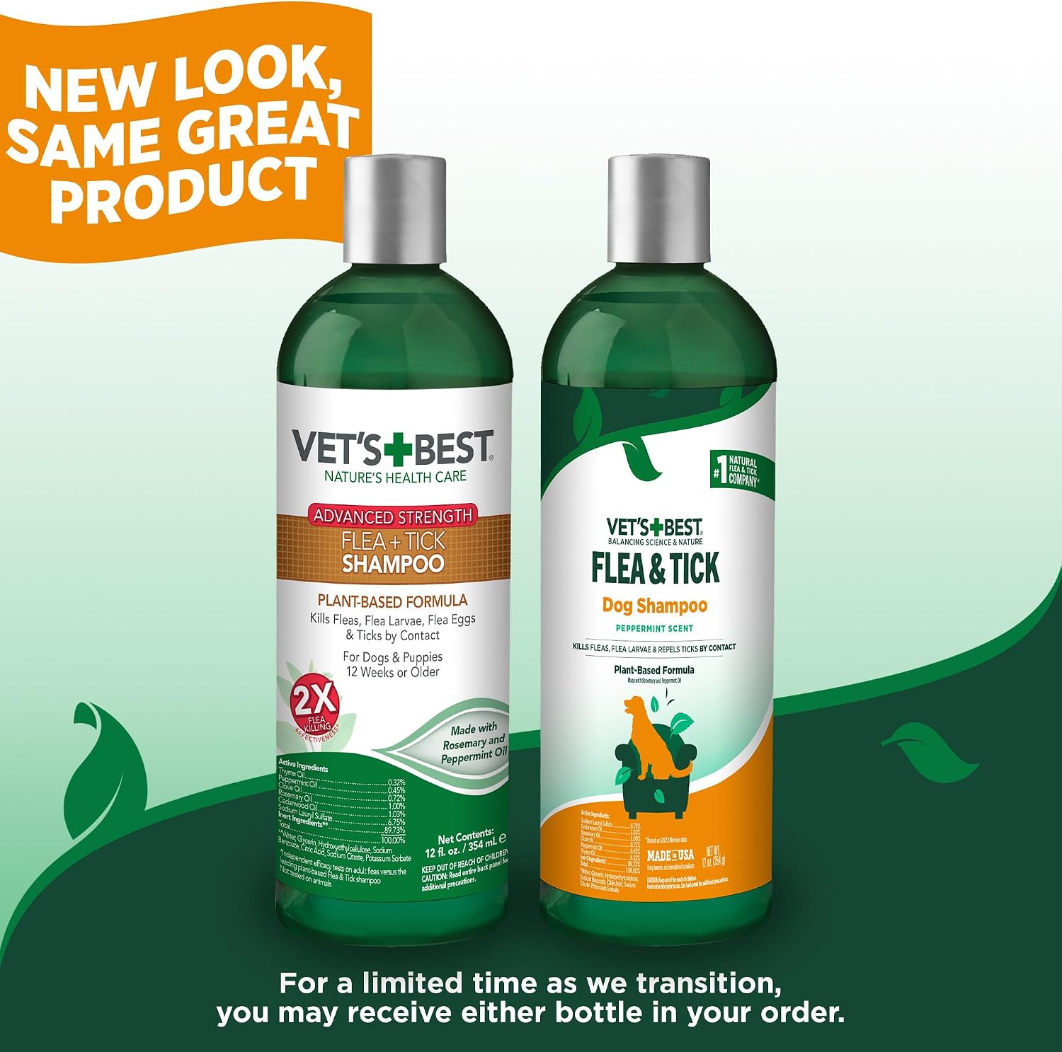 Vet's Best Flea & Tick Shampoo for Dogs, Plant-Based, 12 oz