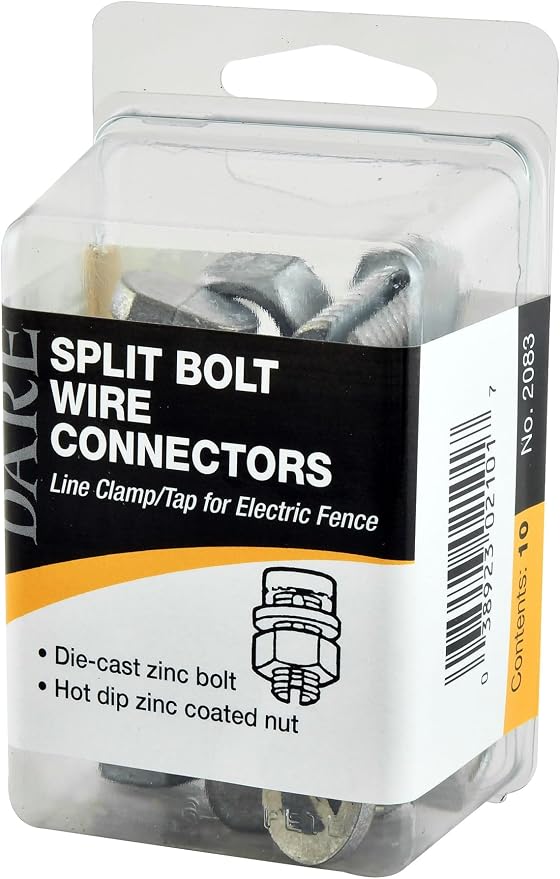 Dare 2083 Split Bolt Line Clamp 10 Pack – Zinc Electric Fence Wire & Grounding Connectors